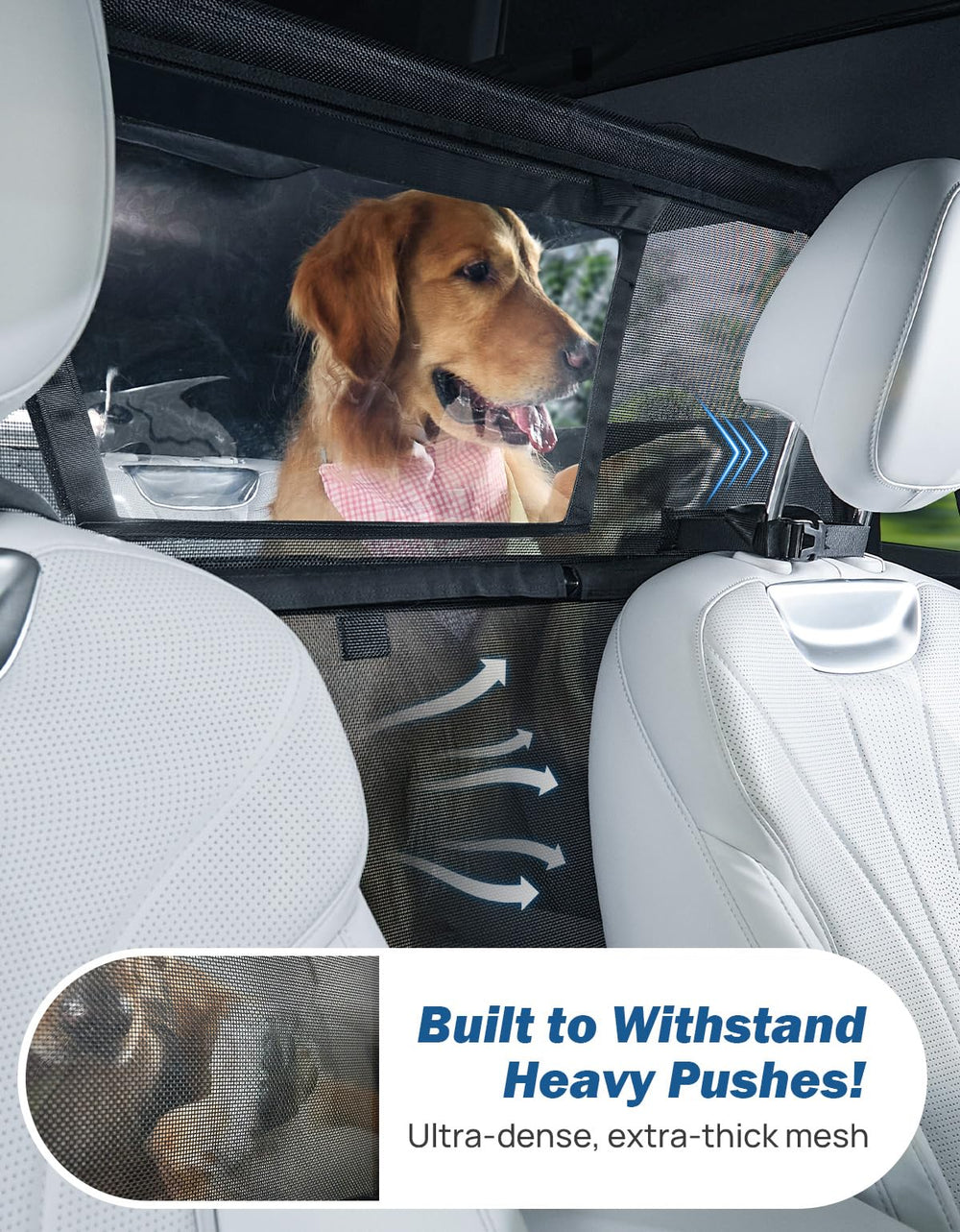 JOYTUTUS barrière chien voiture maillage permet circulation d'air et confort