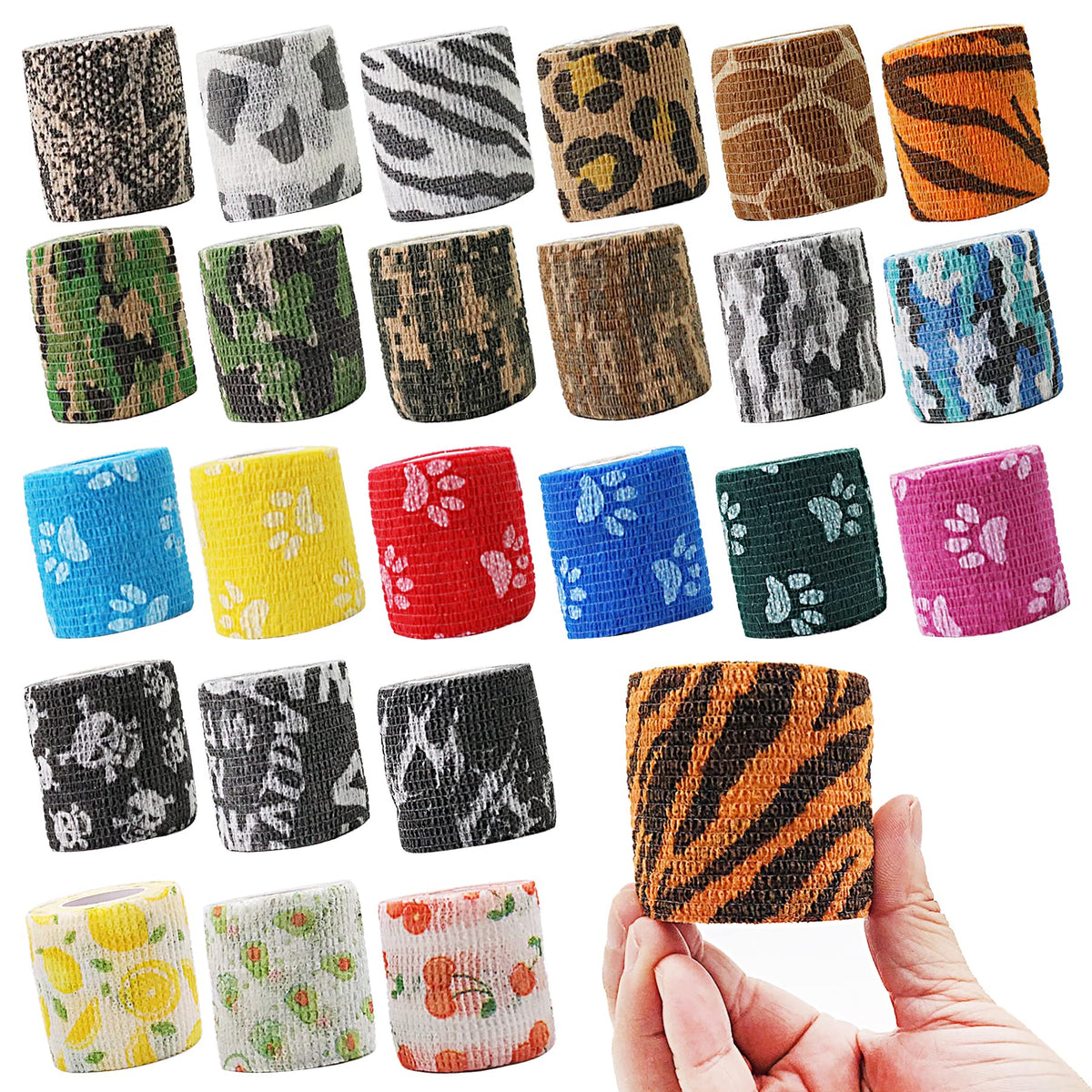 Bandage auto-adhésif JpGdn, rouleau 2 pouces, motif leopard, maintien fiable pour animaux actifs.