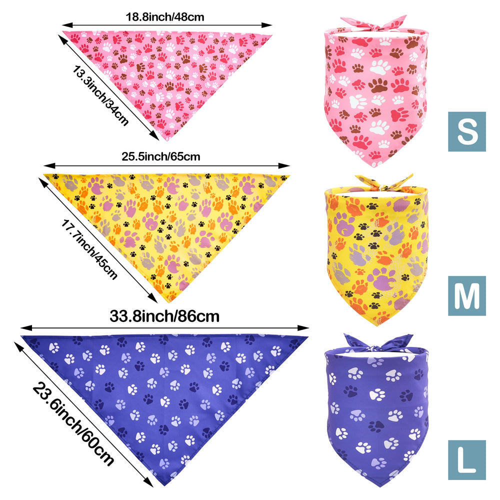 JpGdn bandana grand-chien empreinte-pattes bleu, pratique pour promenade quotidienne
