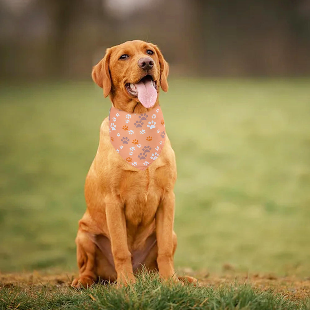 JpGdn bandana grand-chien empreinte-pattes jaune, parfait pour fêtes et événements