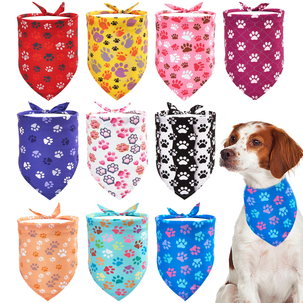 JpGdn bandana grand-chien empreinte-pattes rouge, parfait pour photo souvenir