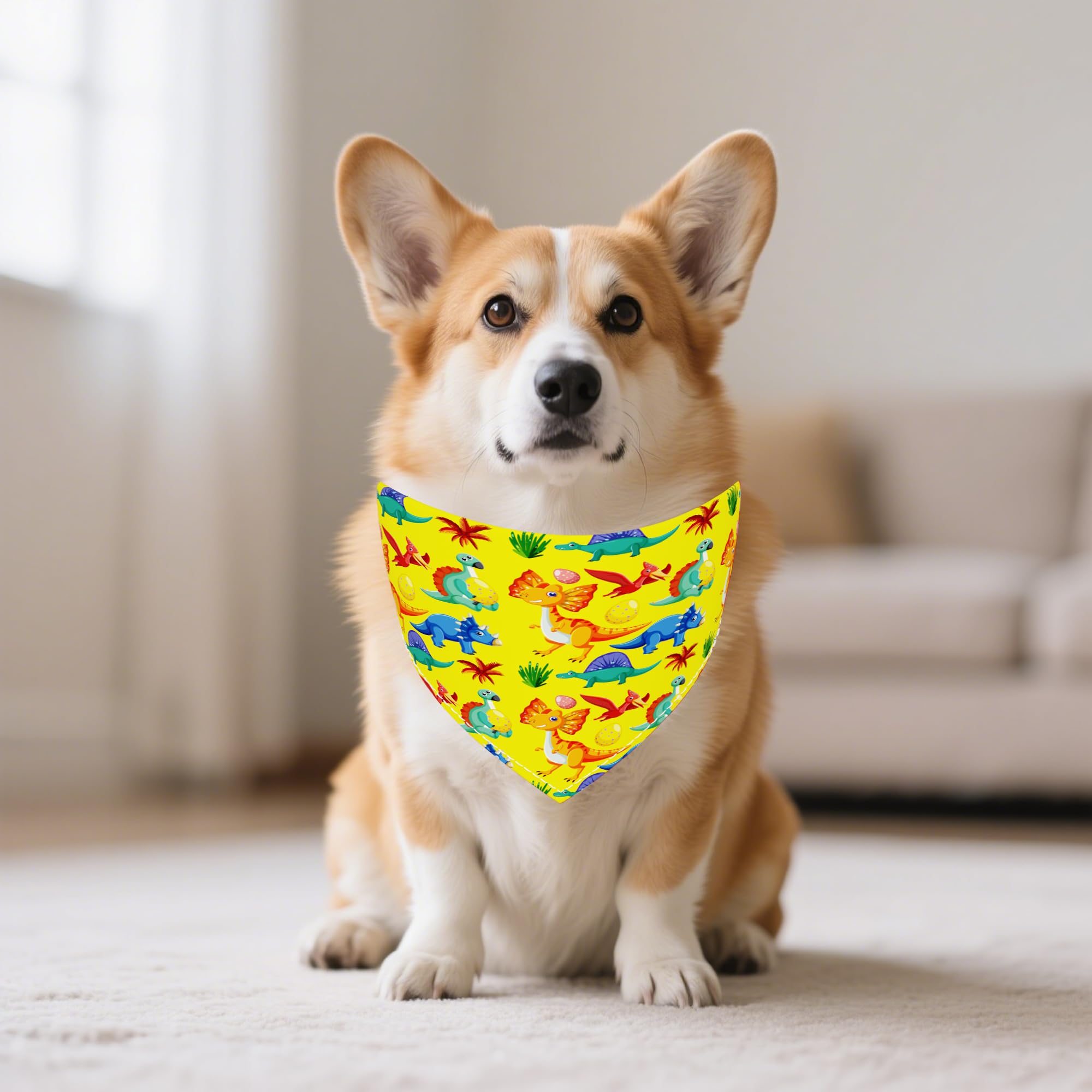 JpGdn Bandana dinosaure couleurs vives, parfaite comme accessoire mode chien.