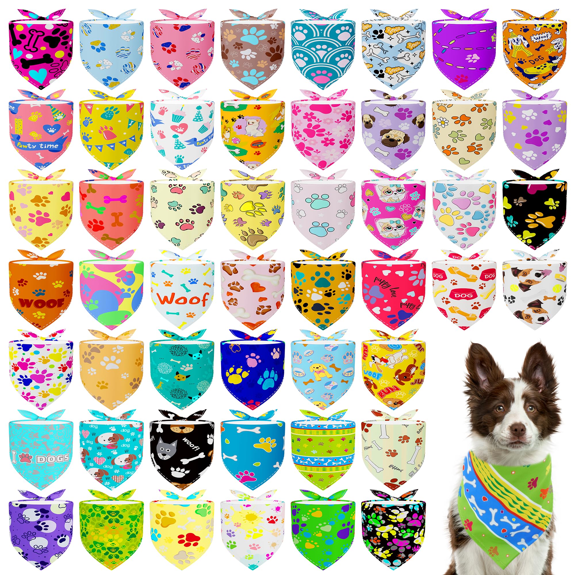 Bandana JpGdn grand format 33 pouces avec motifs patte et os pour chiens