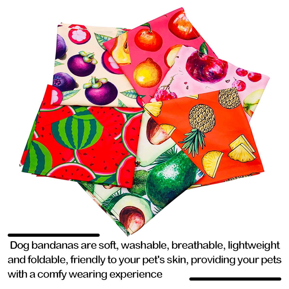 Bandanas JPGDN couleurs fruits vives, idéal comme accessoire photo.