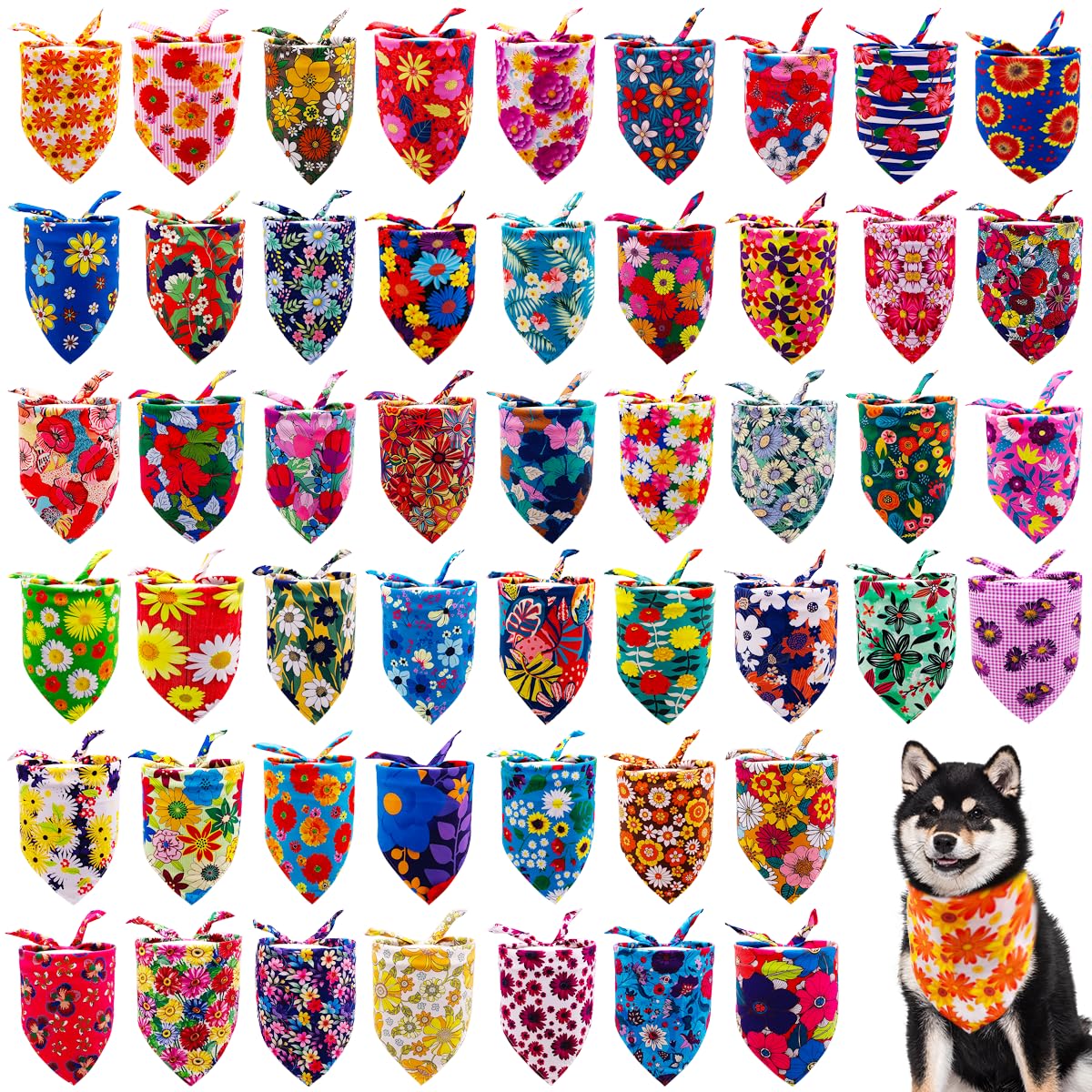 Bandanas JpGdn fleurs printemps – ensemble varié pour chien élégant et tendance