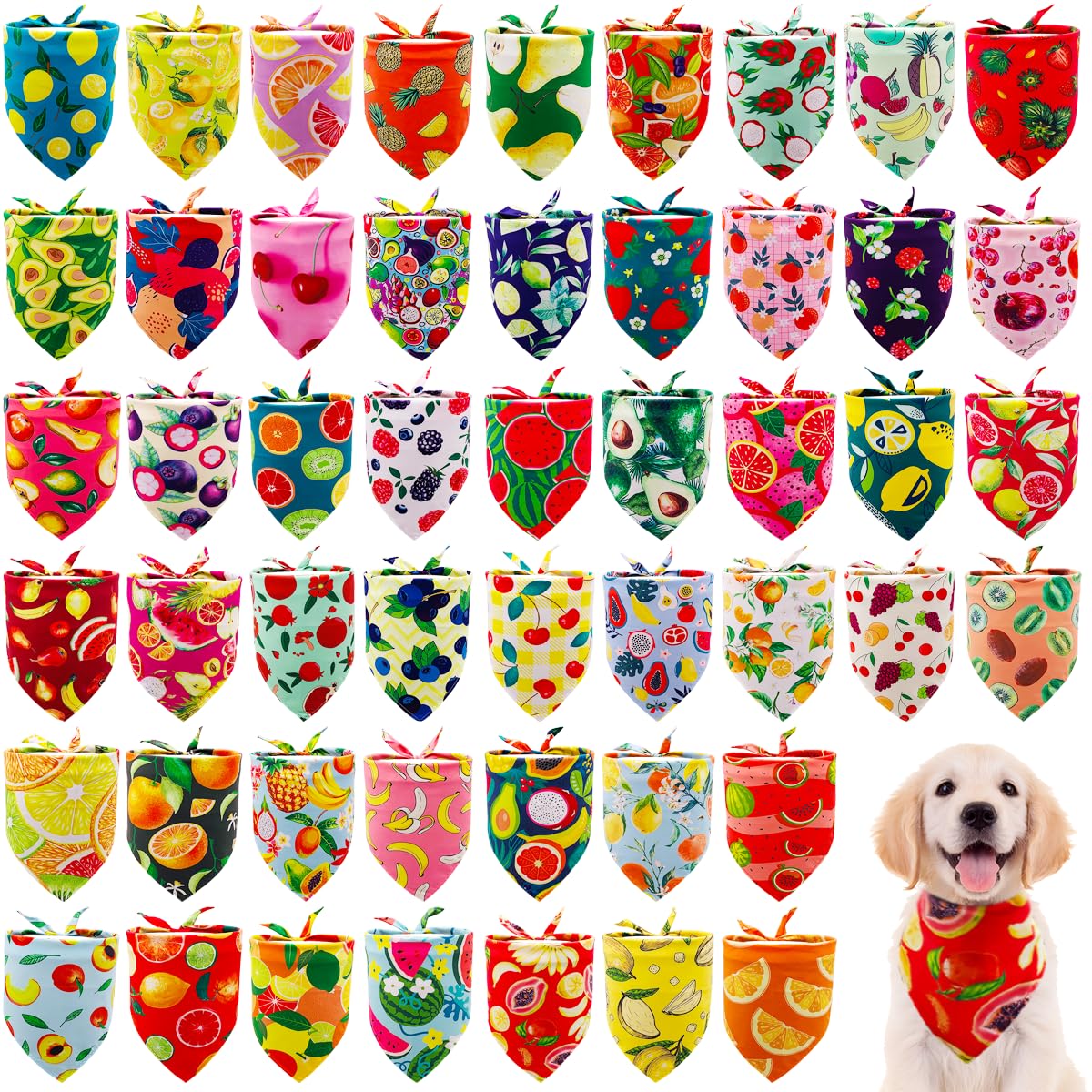 Bandanas JpGdn fruits, ensemble 100 pièces, renouvellement rapide du style canin.