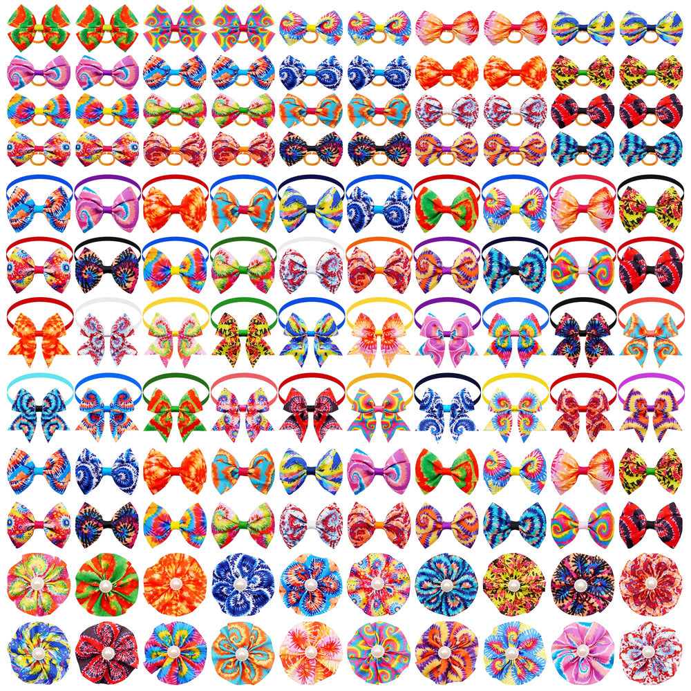 JpGdn nœud pour chien en teinture multicolore, idéal pour les occasions.