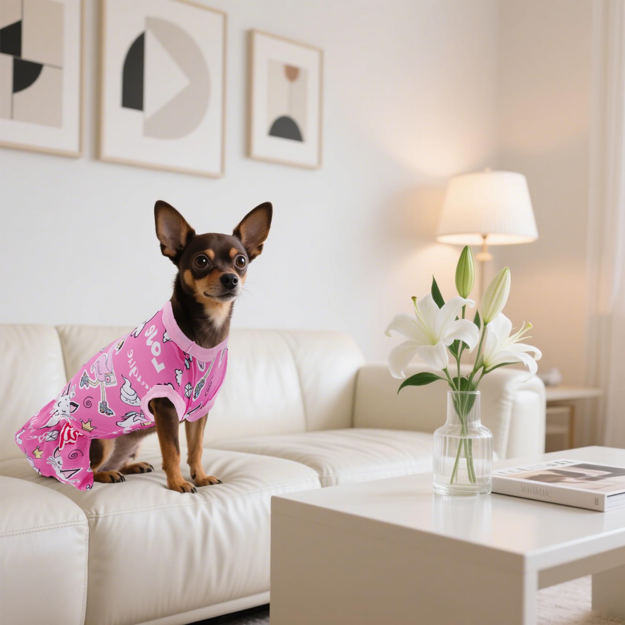 Robe JpGdn fleuri rouge rose avant pour chien, look vibrant.
