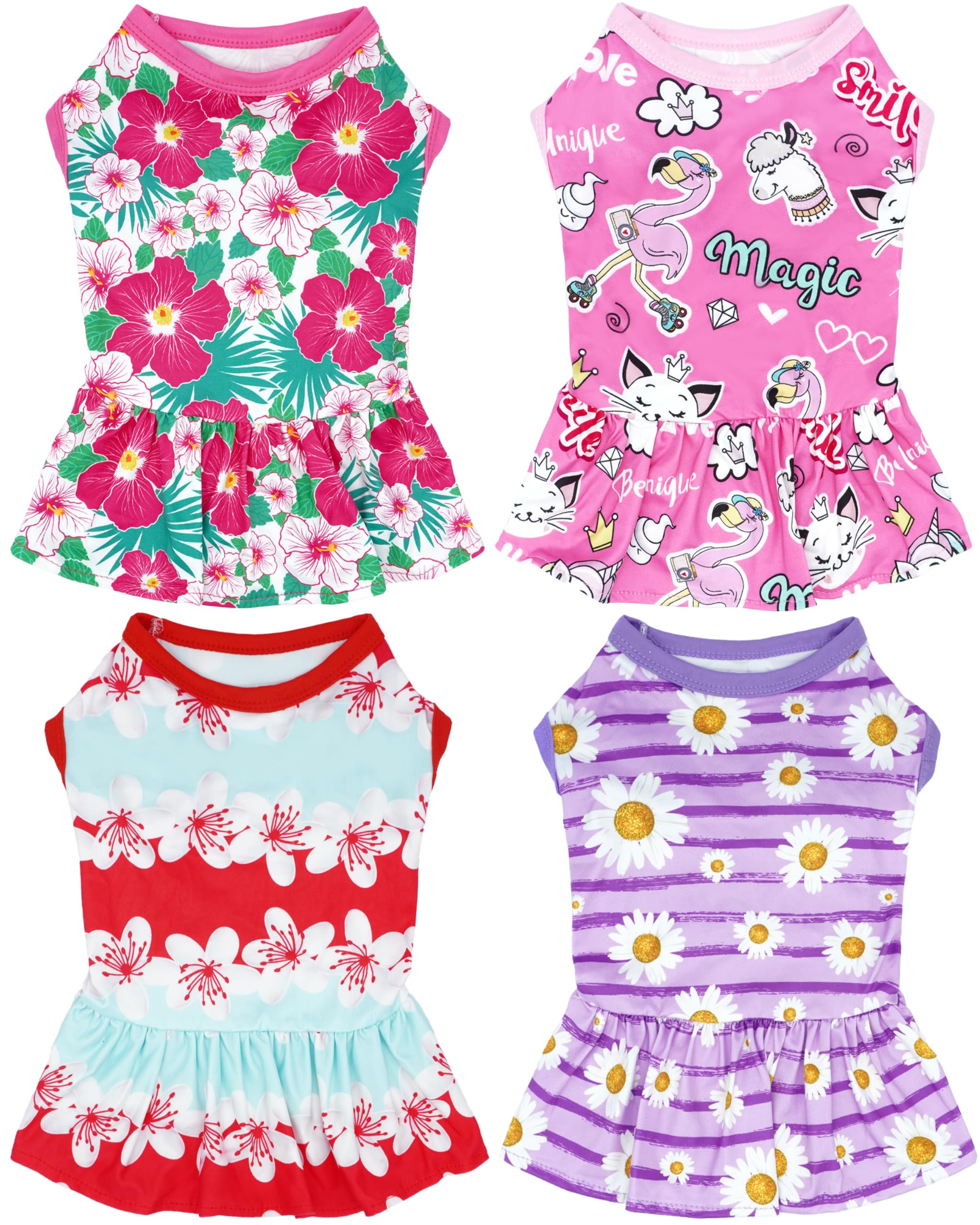 Robe JpGdn marguerite violet avant pour chien, légère et confortable.
