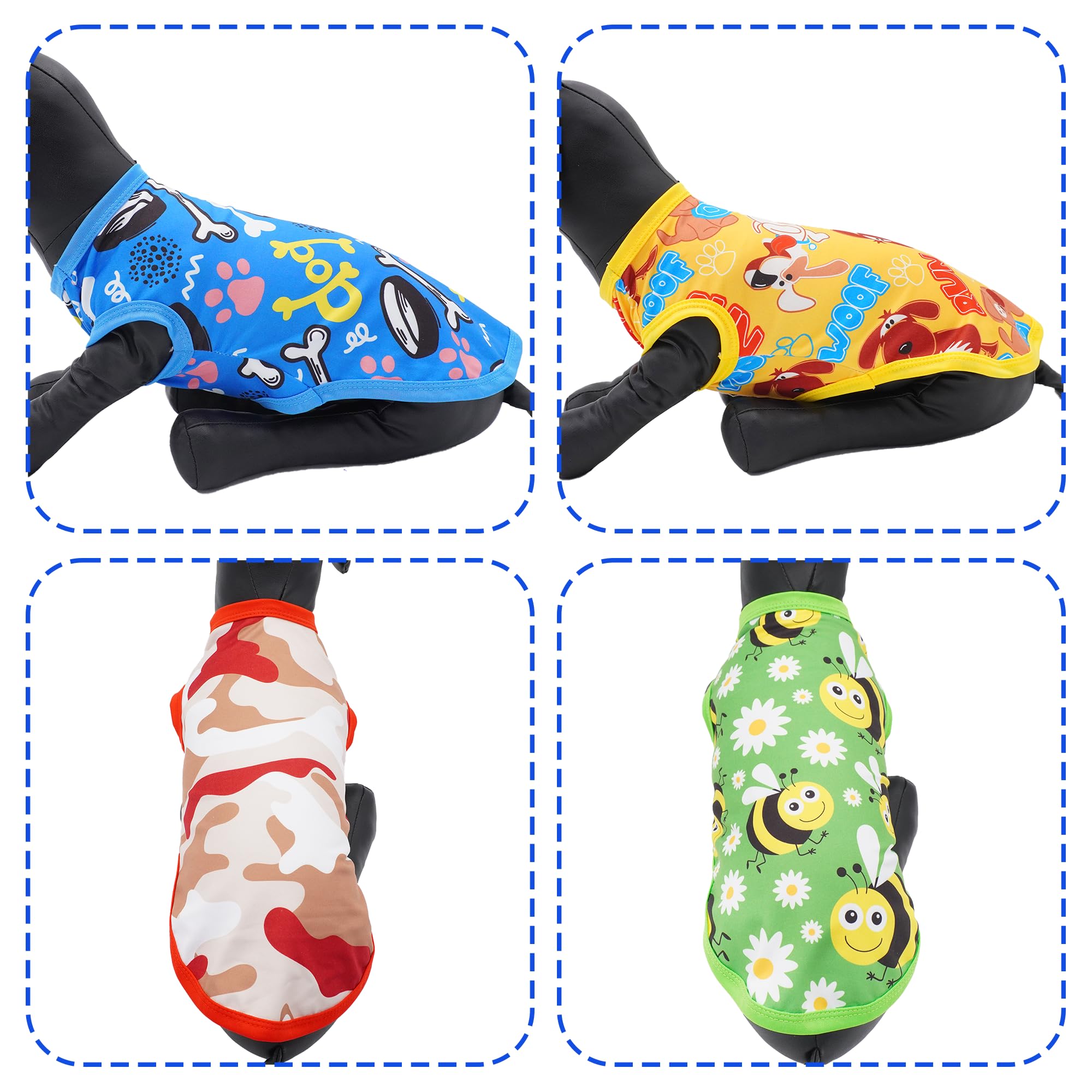 JpGdn haut sans manches imprimé chiots pour chien moyen, esprit joueur et confort.