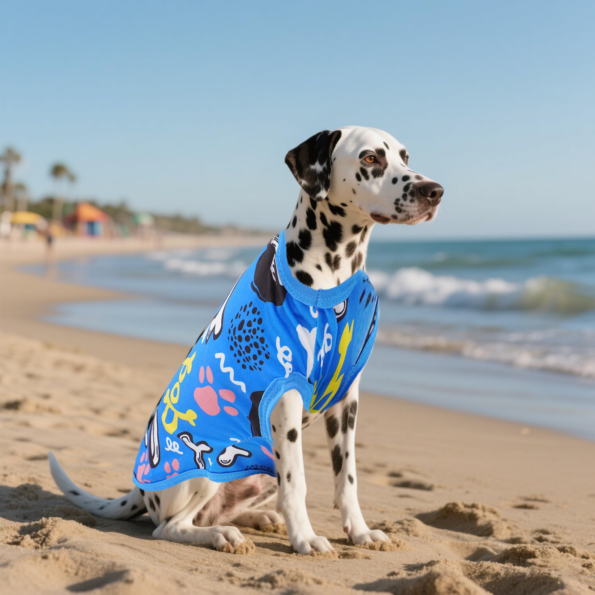 JpGdn haut sans manches imprimé dinosaure pour chien moyen, look amusant et léger.