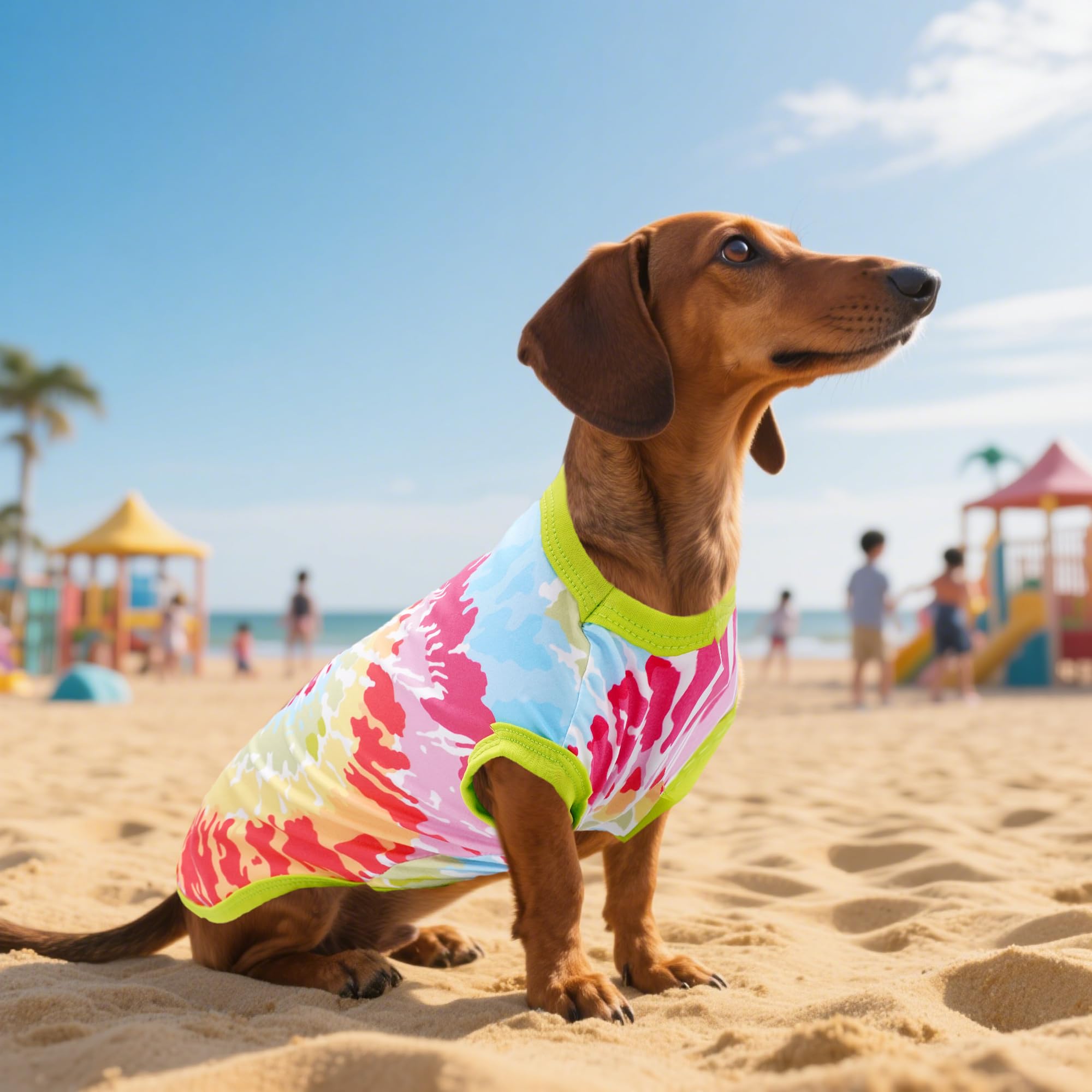 JpGdn tee-shirt chien dégradé rouge grand style tendance.