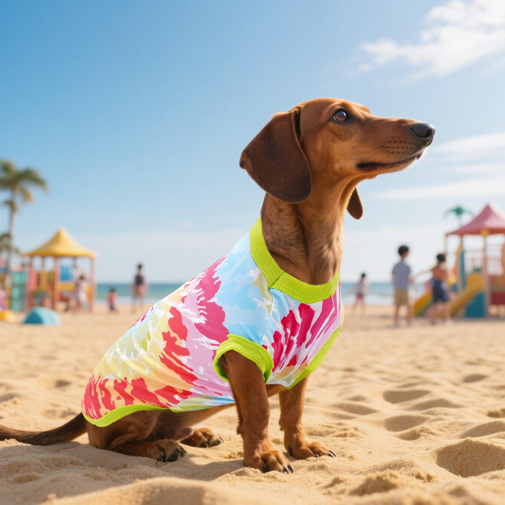 JpGdn tee-shirt chien dégradé rouge grand style tendance.