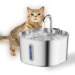 Fontaine Jsjyuan en acier inoxydable pour chats avec capacité 74oz, durable et facile à nettoyer.