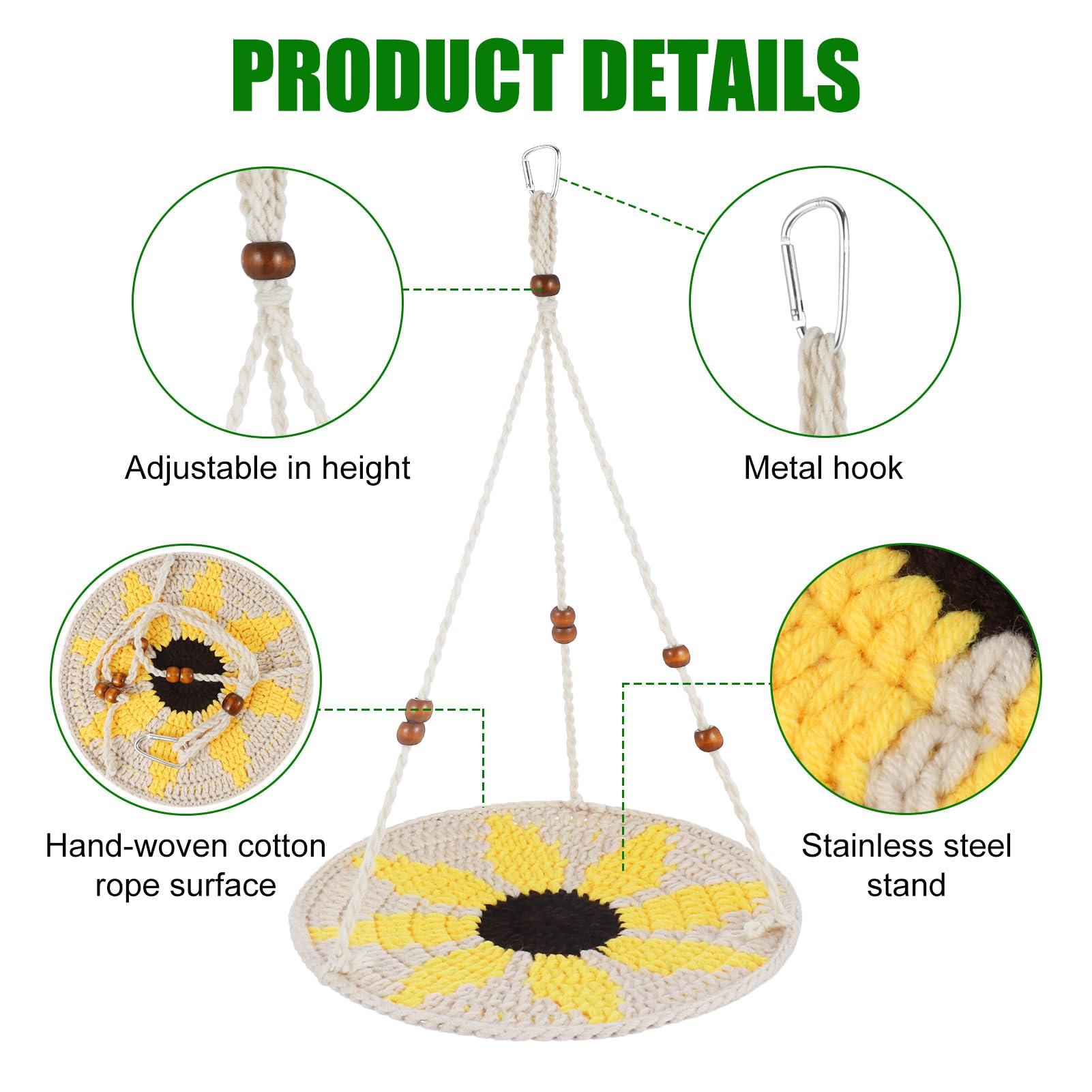 Hamac Jspupifip réptile coton naturel pour toucher doux et repos.