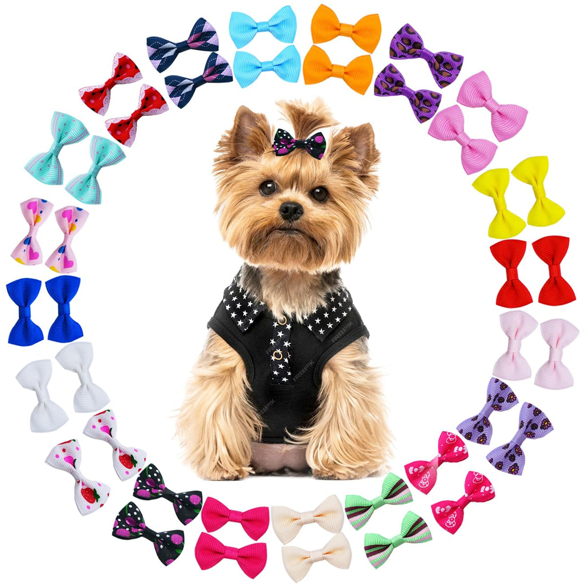 JUCCPUL noeud-cheveux chien 2pouces rose, idéal pour coordonner les tenues.