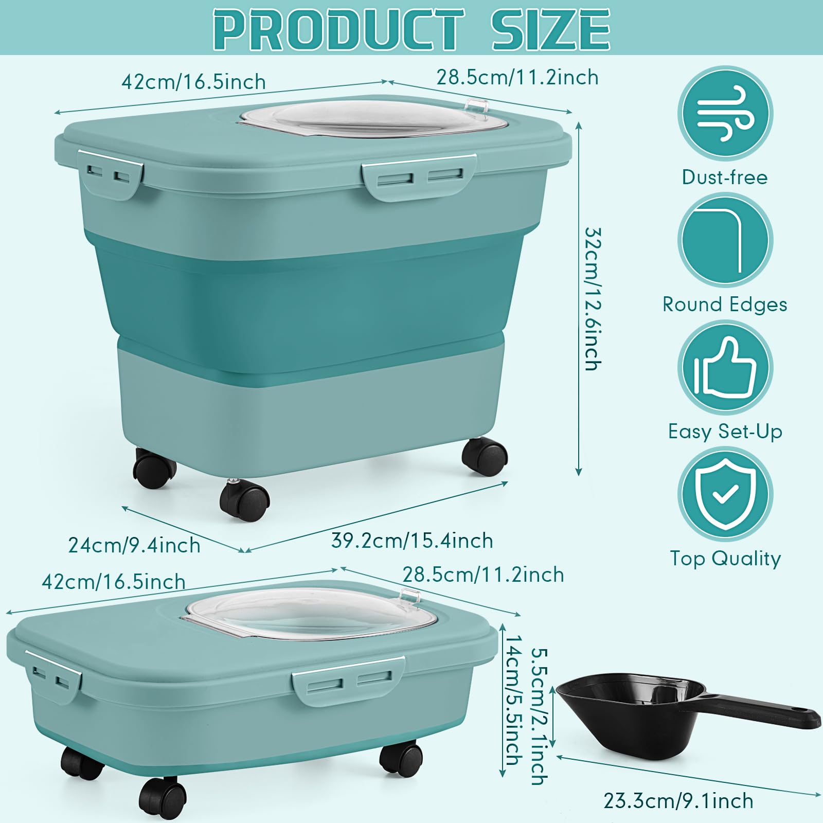 Juexica Litière avec couvercle étanche et aimant pour protéger l'humidité