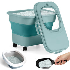 Juexica Litière pliable avec roulettes pour déplacement facile du rangement