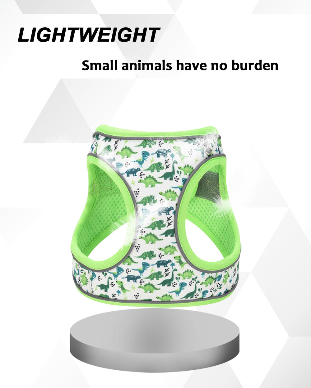 Harnais mesh respirant JUFOO dinosaure vert xxS pour chaleur estivale.