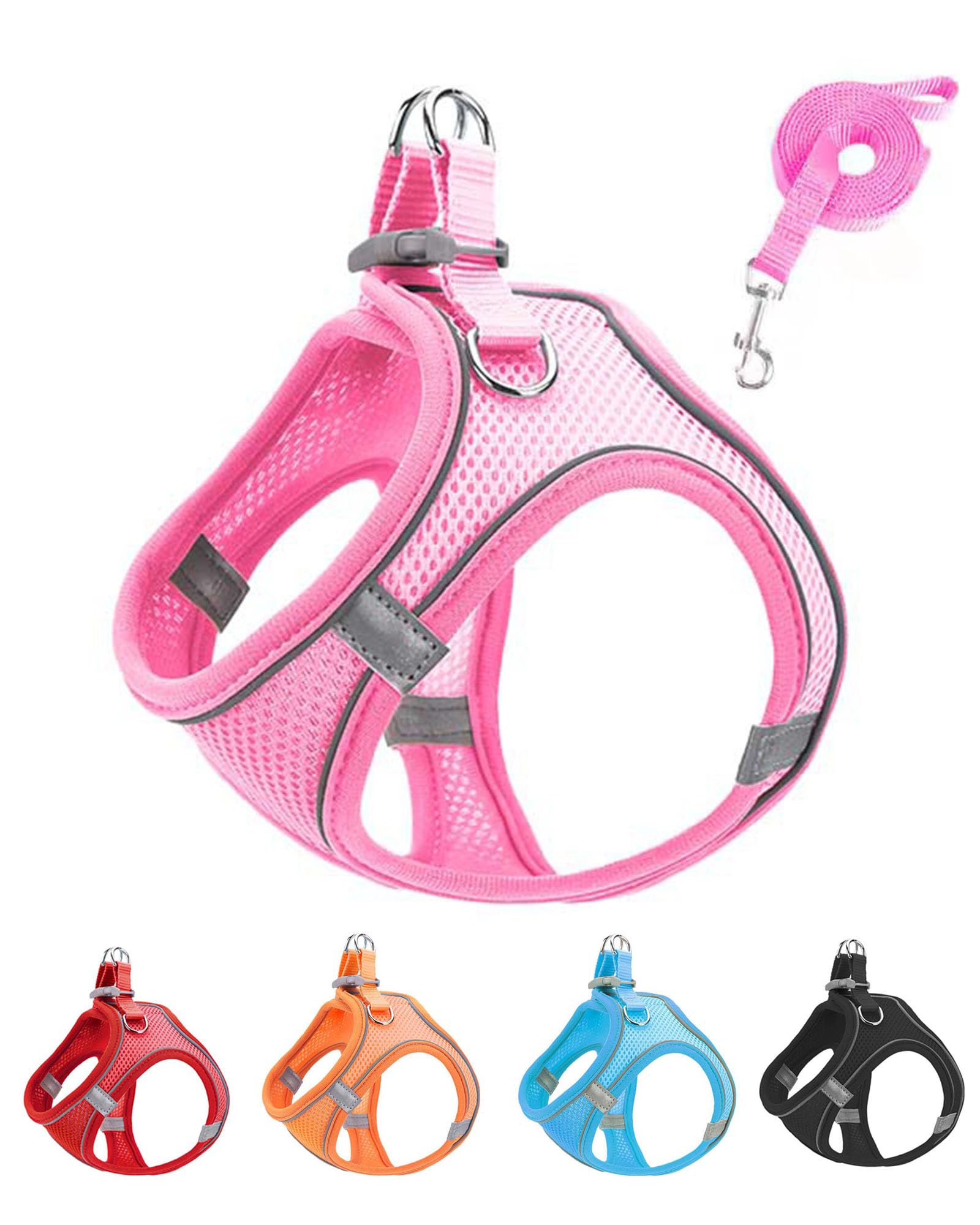 Harnais JUFOO XXXS rose en mesh respirant pour petits chiens et chats