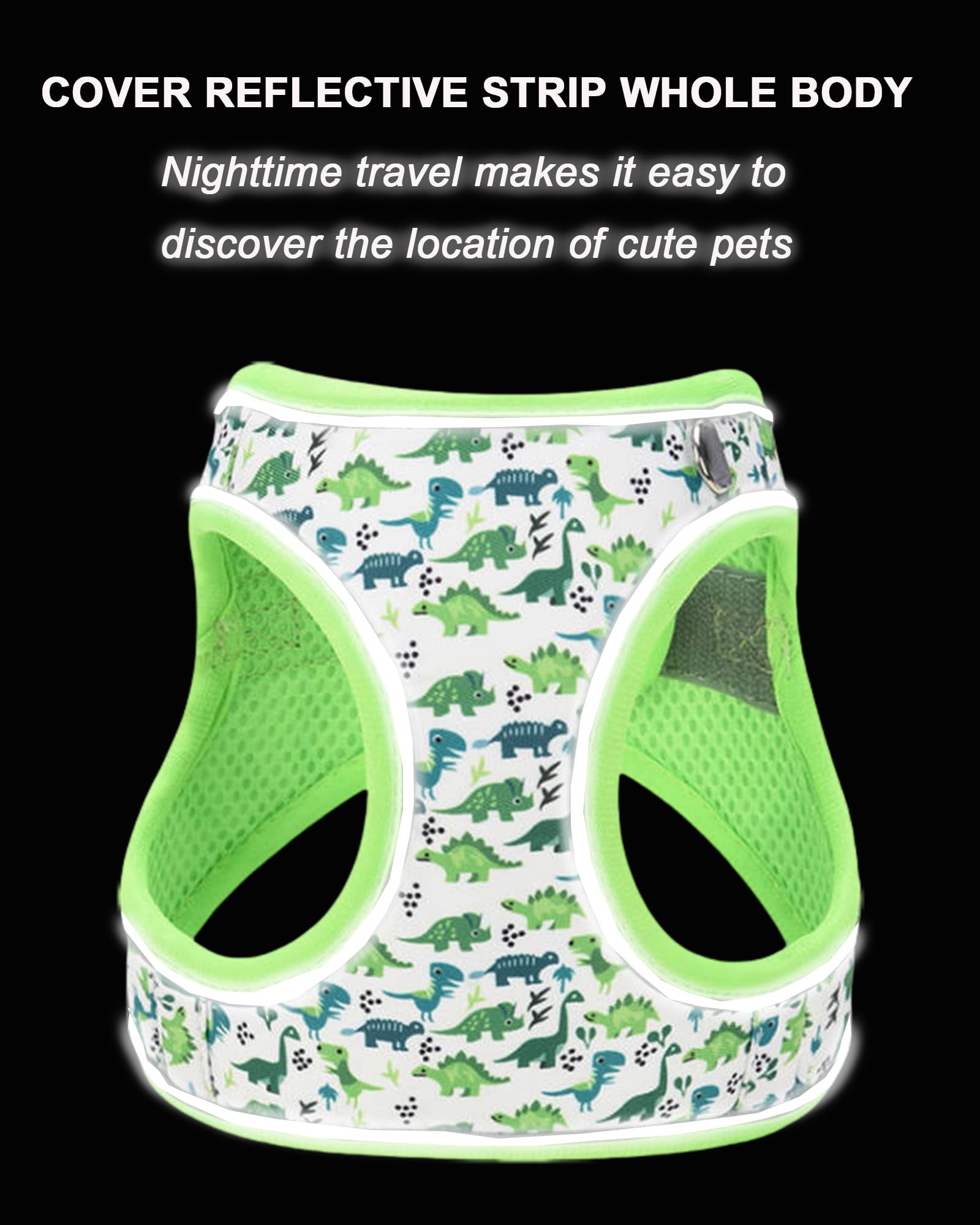 Motif coloré JUFOO dinosaure vert xxS pour balades visibles et amusantes.
