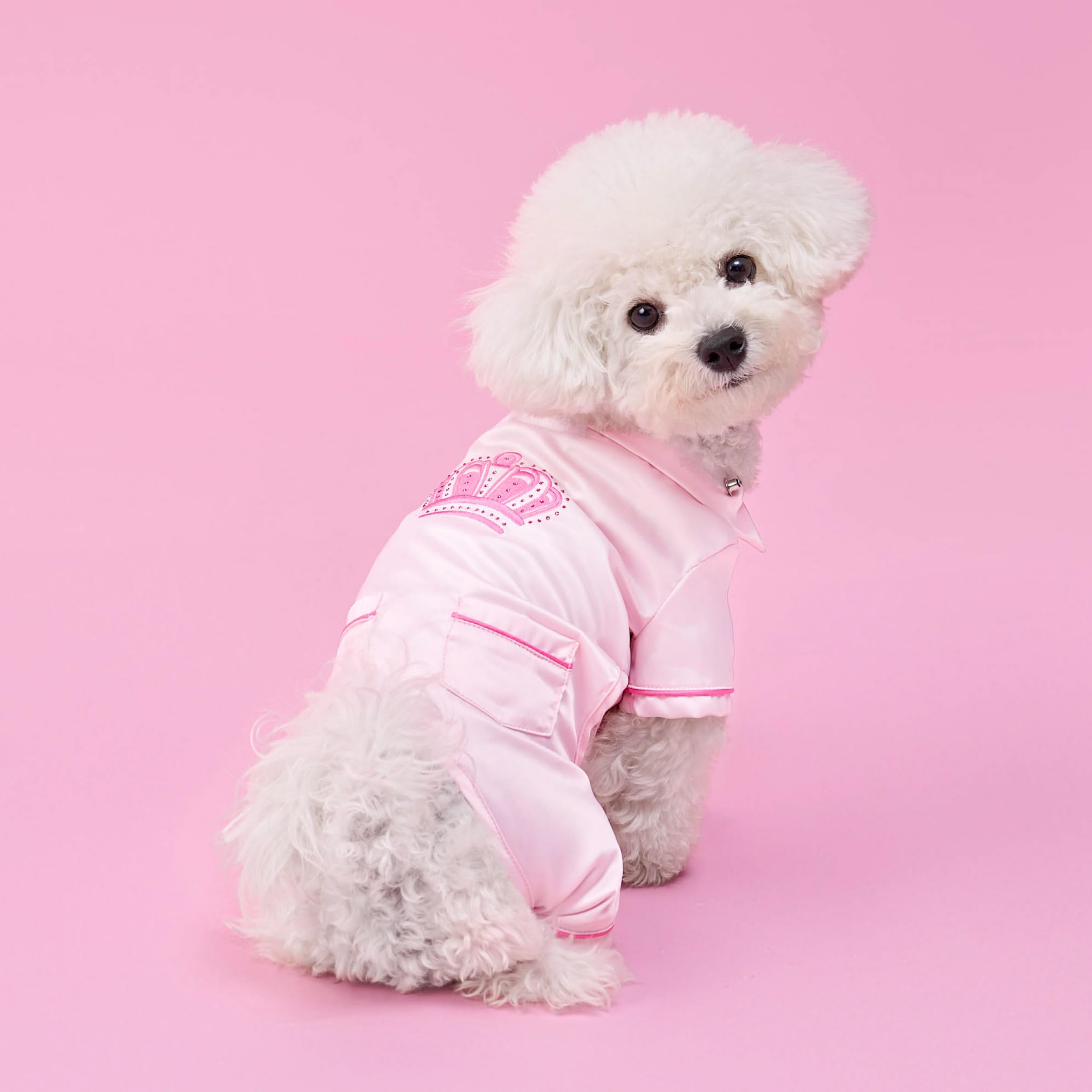 Pyjama satin Juicy Couture pour chat rose — vue avant, confort chic