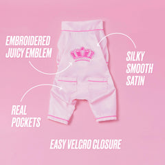 Pyjama satin Juicy Couture pour chat rose — emblème couronne glamour