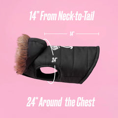 Intérieur doux et isolant léger, veste Juicy Couture noire pour chiens et chats.