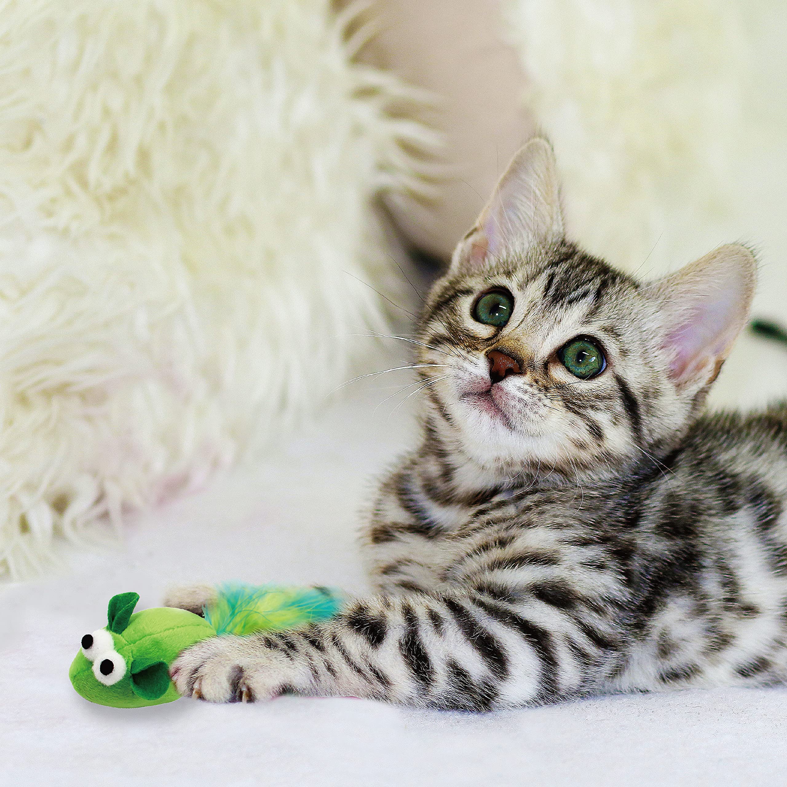 Jumpaws jouet multicolore avec plumes naturelles, incite à l'interaction