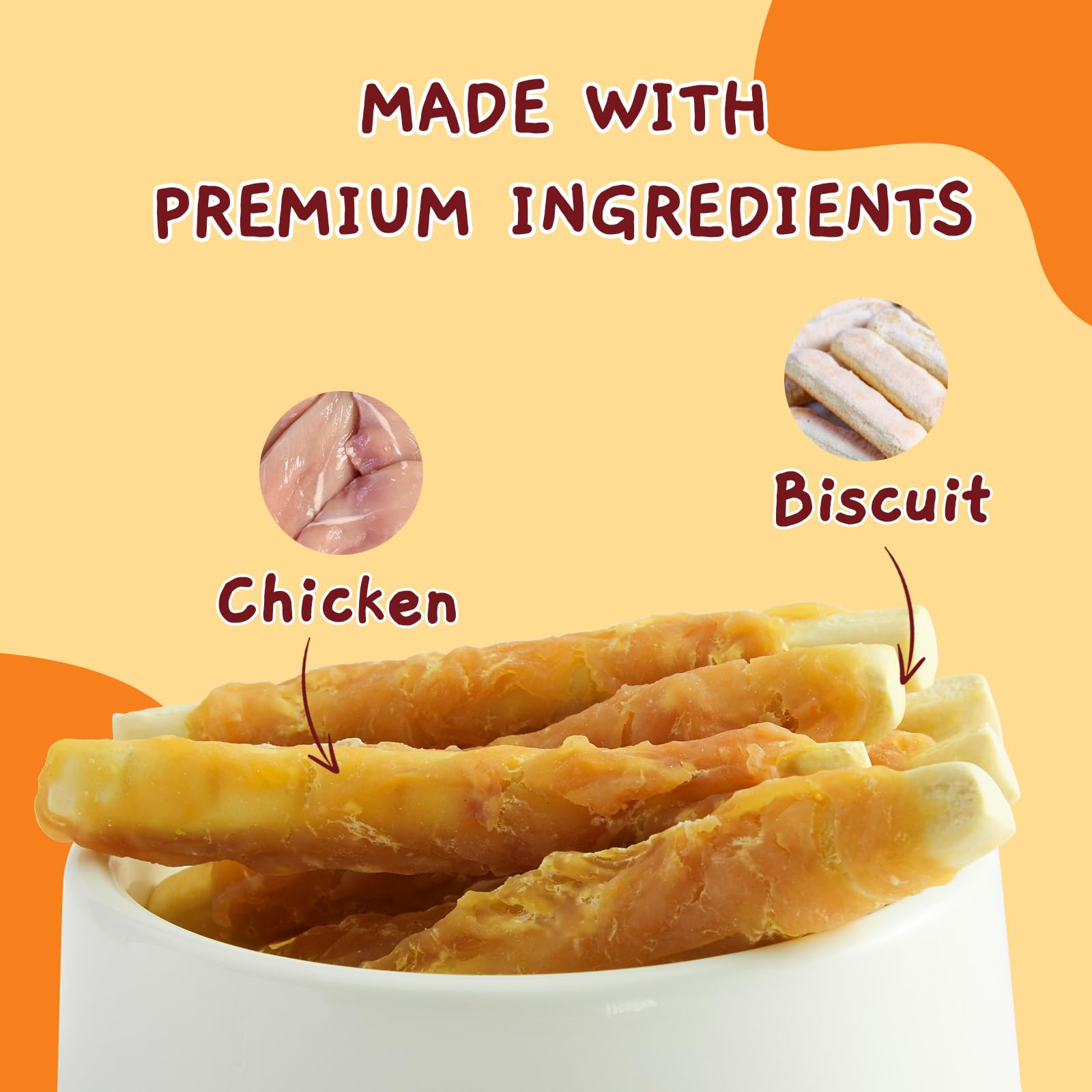 Jungle Calling biscuit poulet doux et croquant, texture attrayante pour chien.