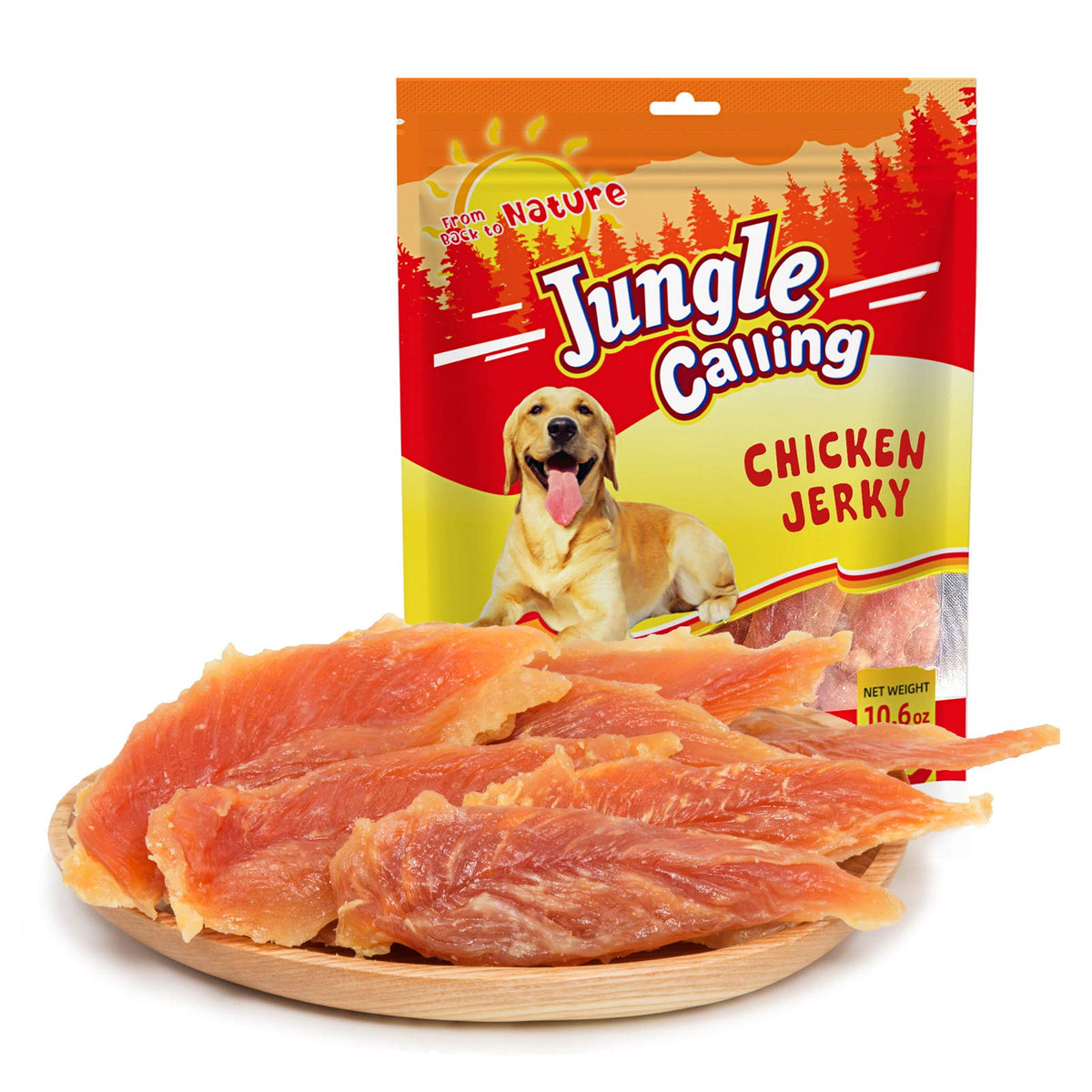 Jungle Calling emballage poulet jerky, friandise pratique pour l'entraînement
