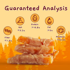 Friandises Jungle Calling: poulet sans peau enroule patate douce, collations faciles à digérer.