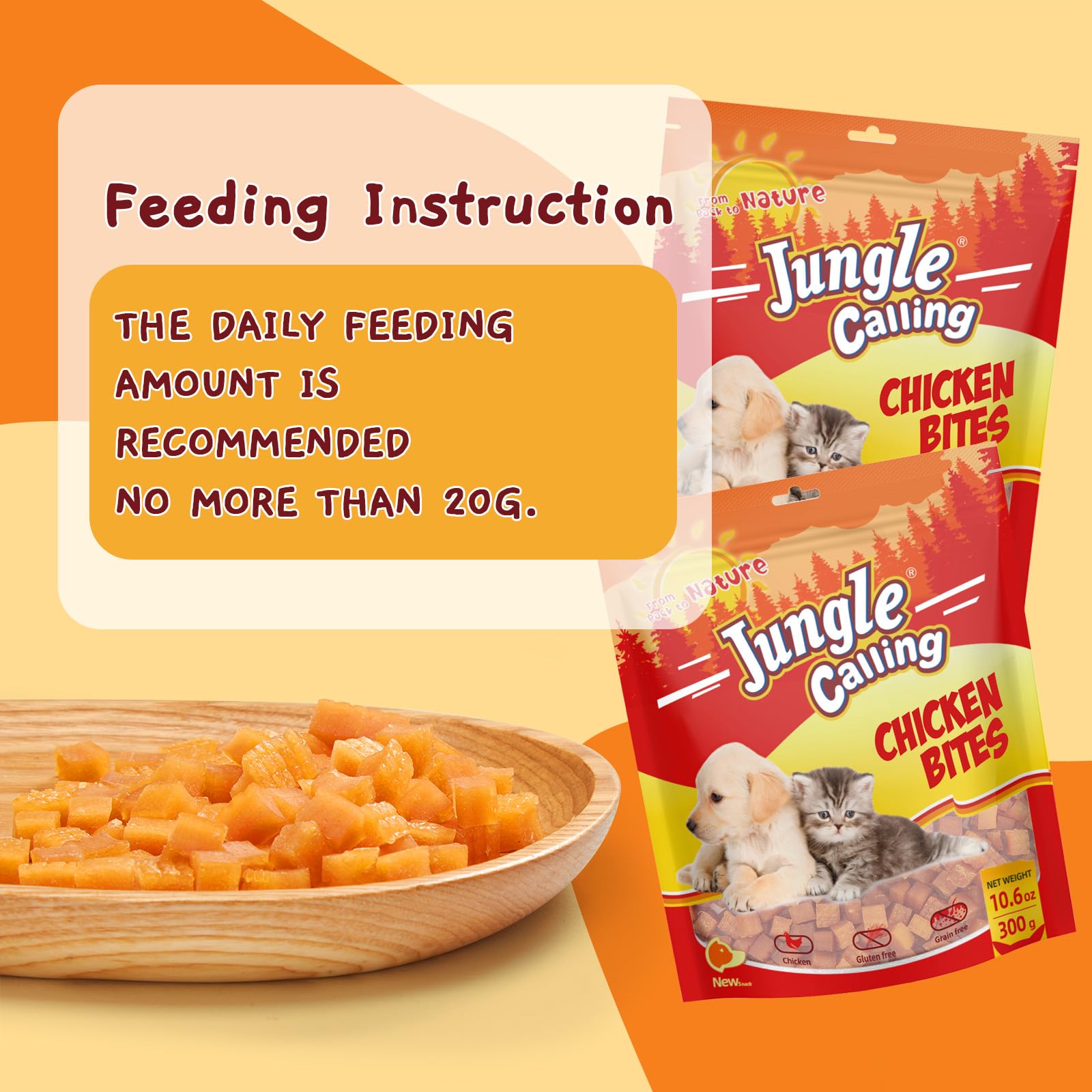 Friandises au poulet pour petits chiens et chiens seniors, faciles à mâcher.