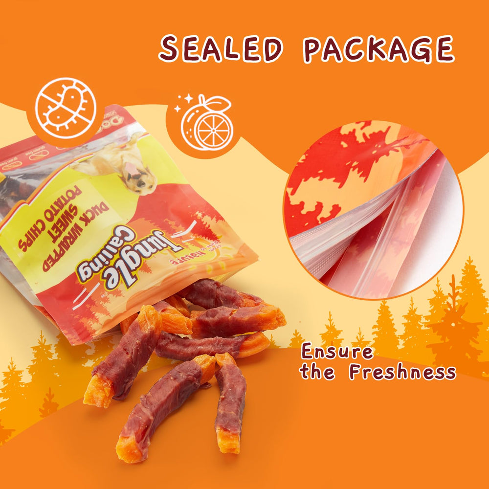 Ingrédients premium Jungle Calling canard et patate douce, sans additifs.