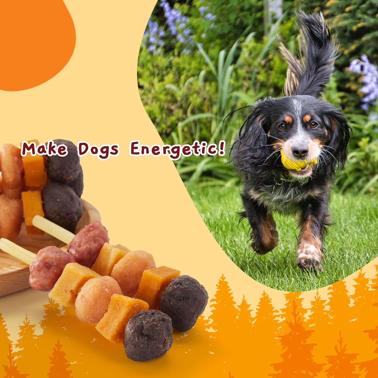 Friandise Kabob Jungle Calling snack protéiné, facile à digérer pour chiens actifs.