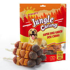 Kabobs Jungle Calling poulet canard boeuf patate douce potiron pour chien, friandise protéinée.