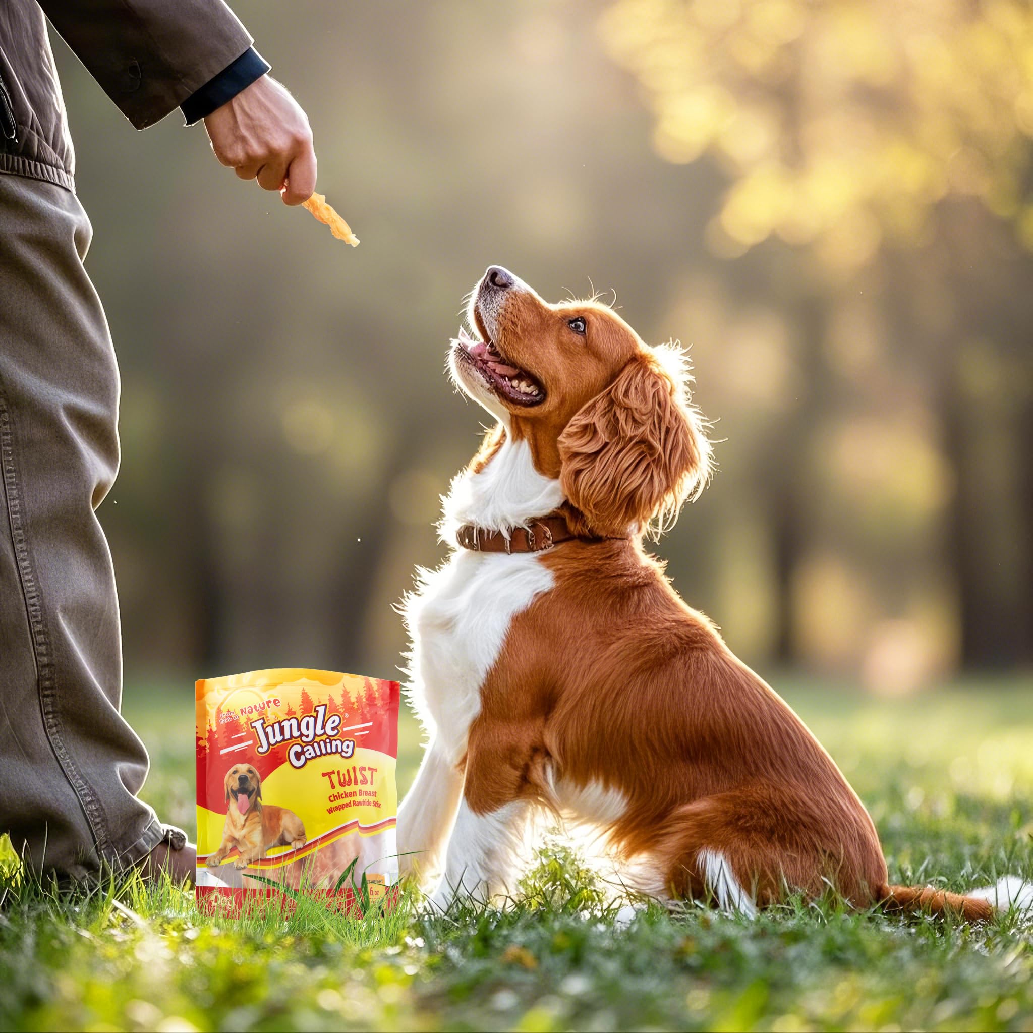 Mastication longue durée Jungle Calling pour chiens moyens et actifs.