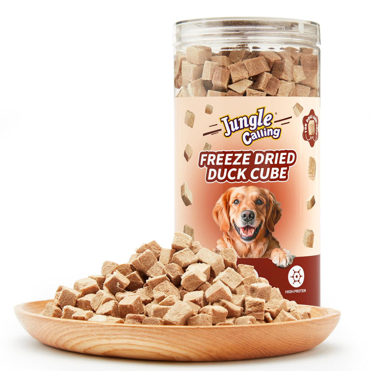 Morceaux de canard lyophilisés Jungle Calling, source de protéines élevée pour chiens et chats.