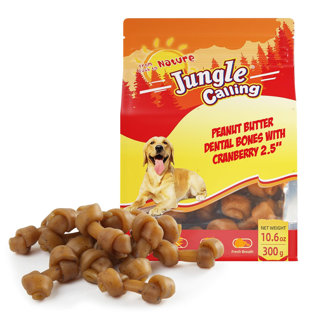 Jungle Calling: os dentaires au beurre de cacahuète pour petit chien, favorisent l'hygiène dentaire.