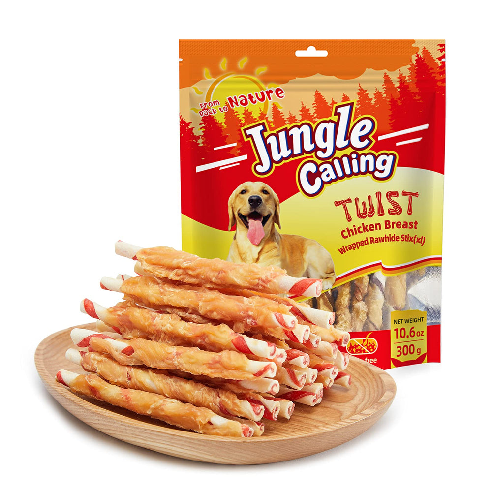 Friandises Jungle Calling dans l'emballage, parfaite récompense pour chien.