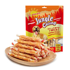 Friandises Jungle Calling dans l'emballage, parfaite récompense pour chien.