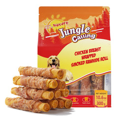 Jungle Calling Rouleaux poulet fumé: friandise riche en protéines pour chiens actifs.