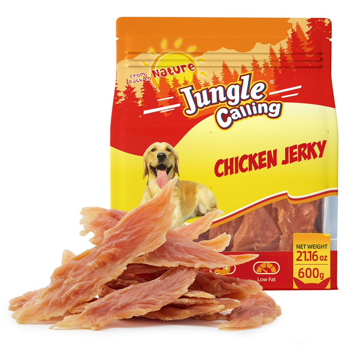 Jungle Calling tranches poulet entier: jerky protéiné pour chiens actifs