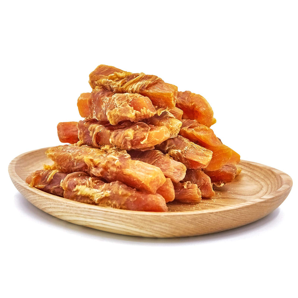 Jungle Calling tranches-poulet-patate-douce: friandise protéinée idéale pour chiens moyens et grands.