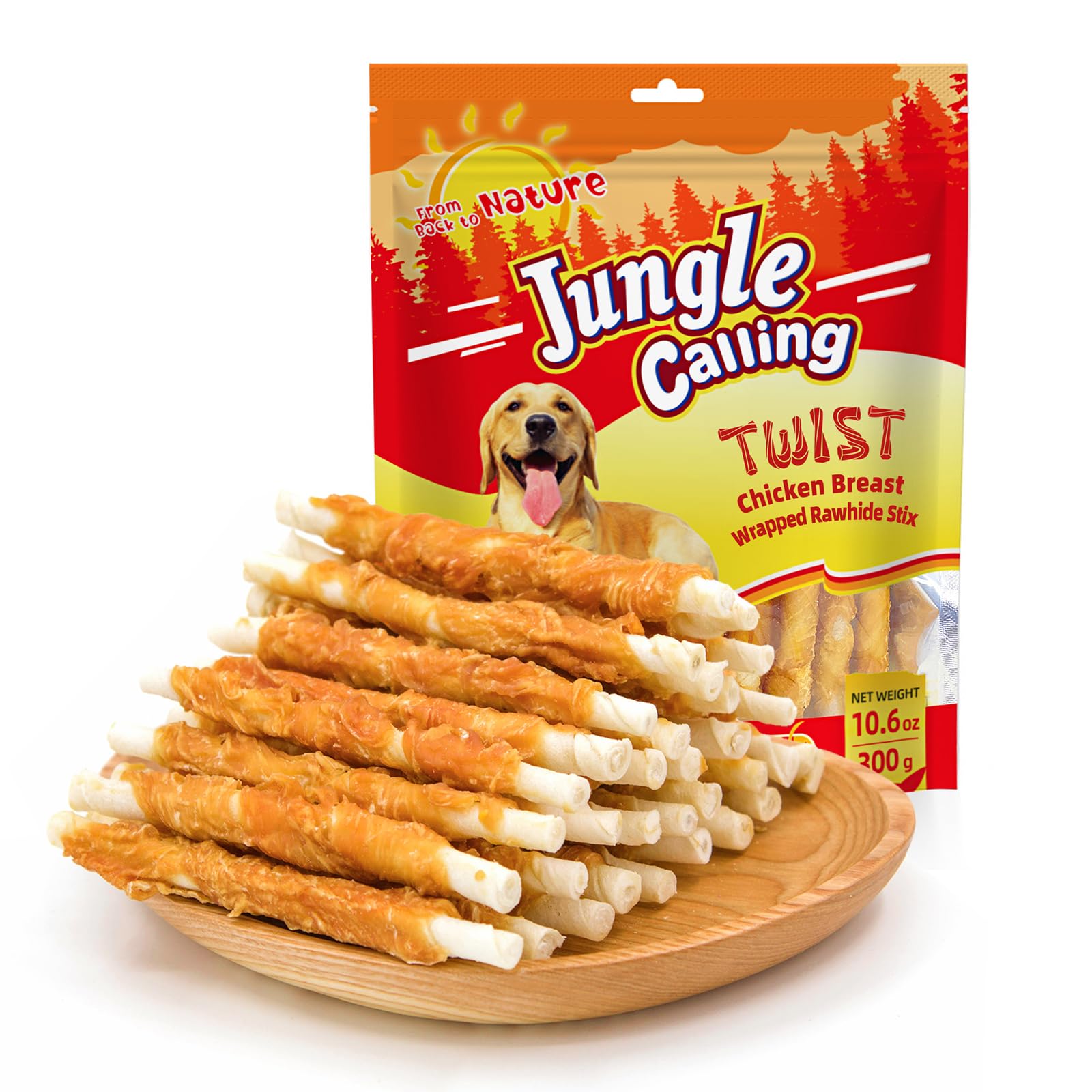 Friandise Jungle Calling enrobée de poulet adaptée aux petits chiens pour récompense.