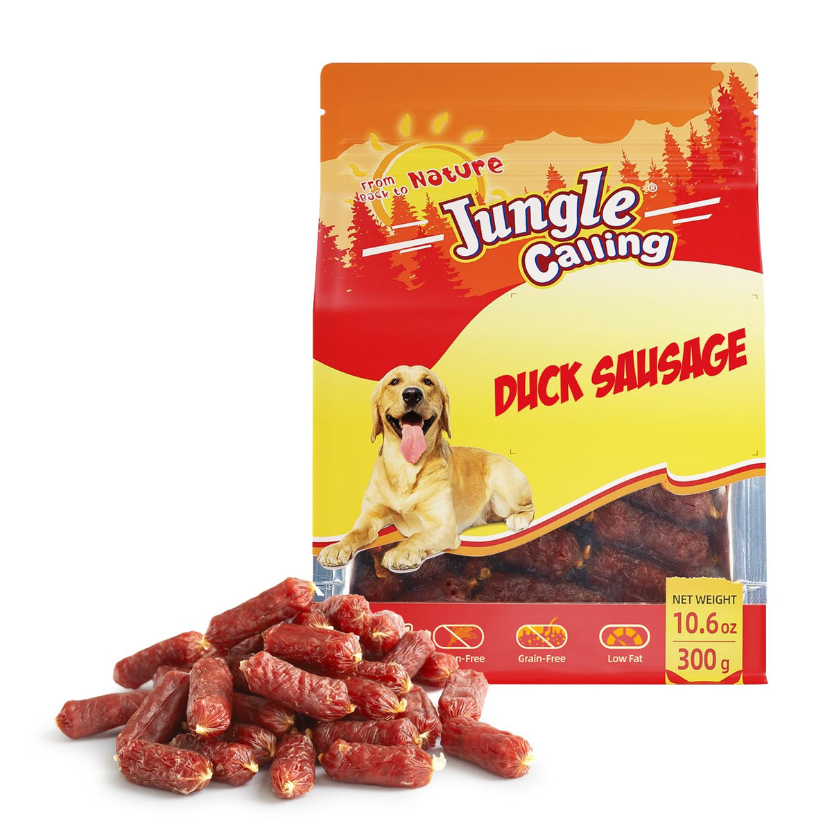 Jungle Calling saucisses canard moelleuses pour chiens