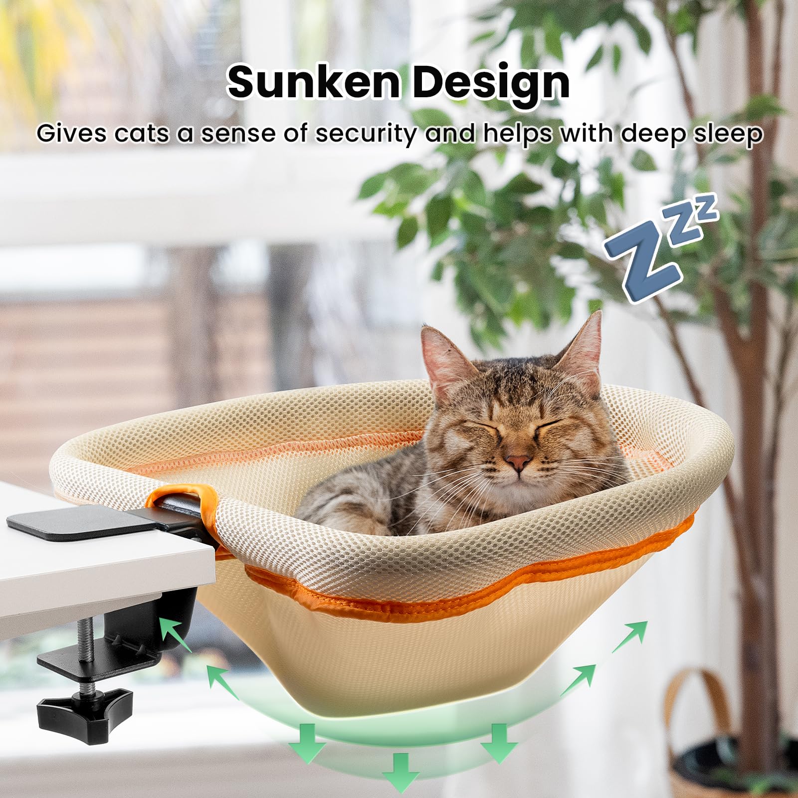 JUNSPOW hamac-semi-circulaire-chat: posture naturelle et confort.
