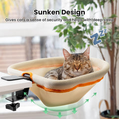 JUNSPOW hamac-semi-circulaire-chat: posture naturelle et confort.