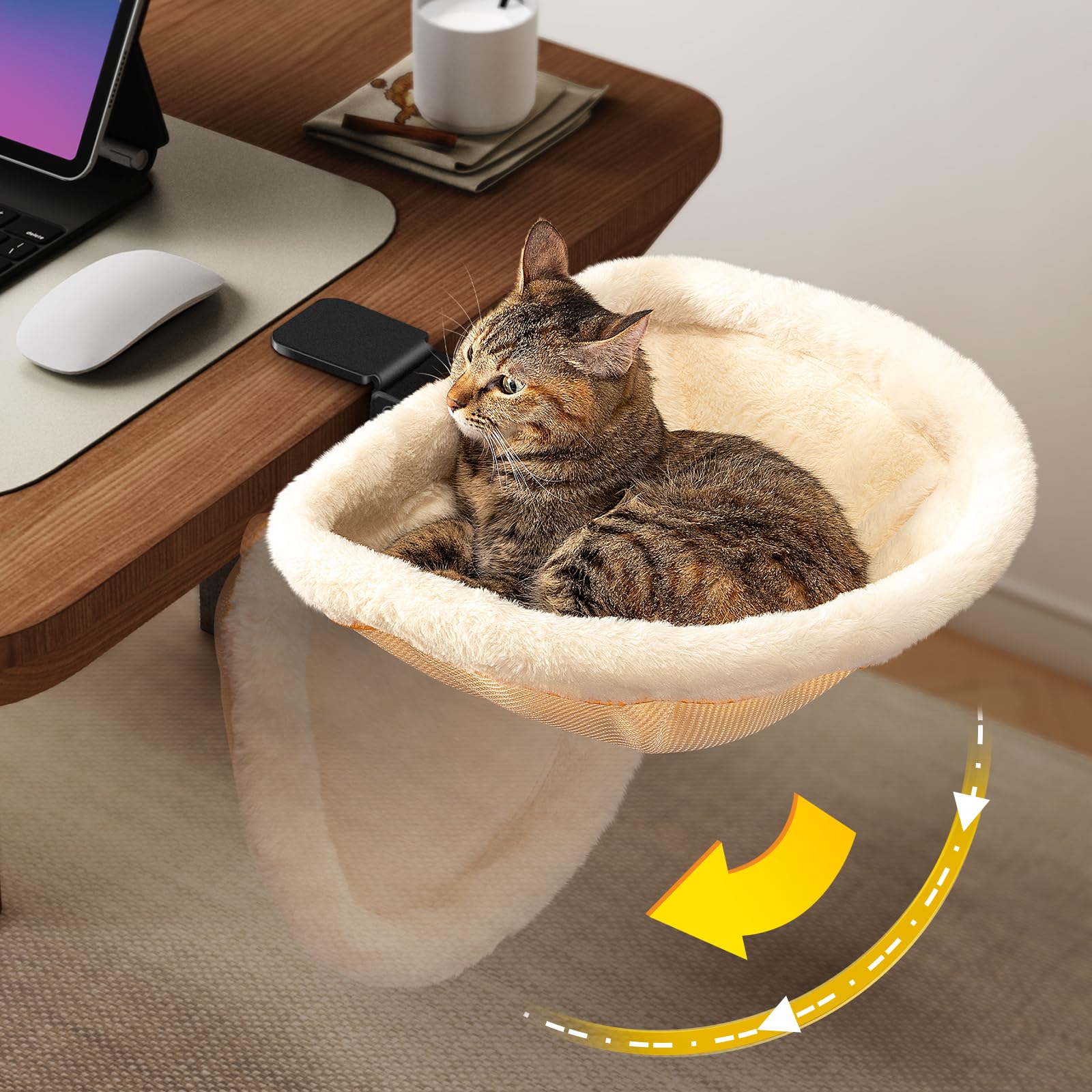 JUNSPOW lit-bureau pour chat, pliage en un clic, gain d'espace pratique.