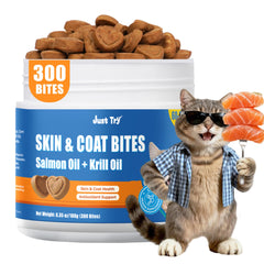 Just Try 300 Bites – huile de saumon pour pelage brillant et peau saine.